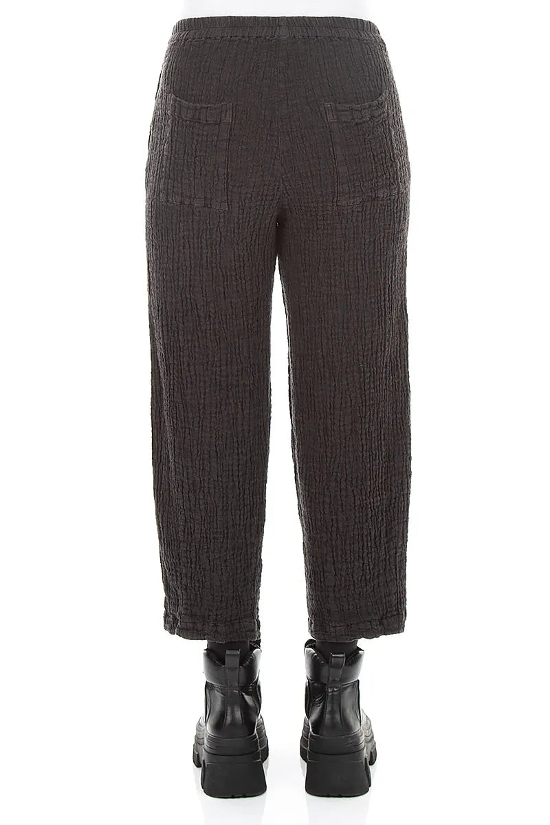 Charcoal Textured Linen Trousers 2