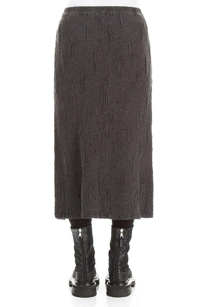 Charcoal Textured Silk Linen Pencil Skirt