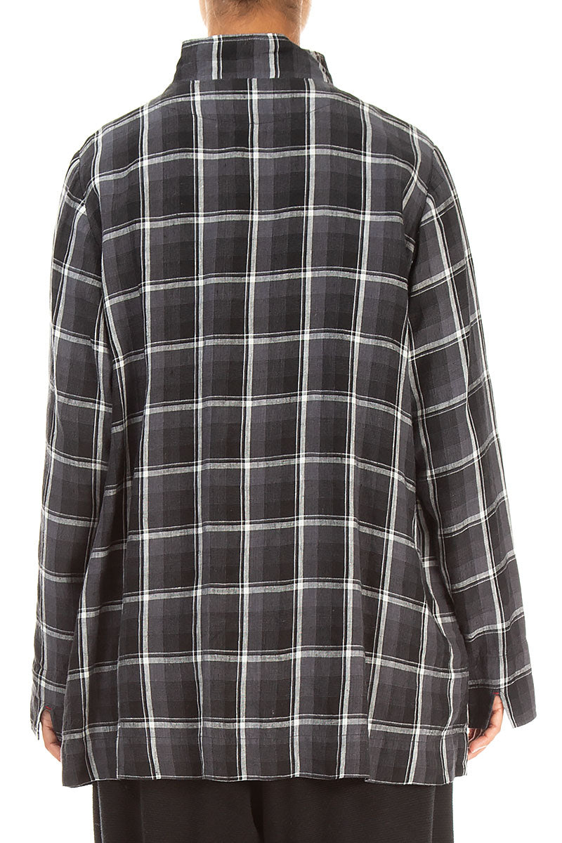 Checkered Dark Grey Linen Jacket 2