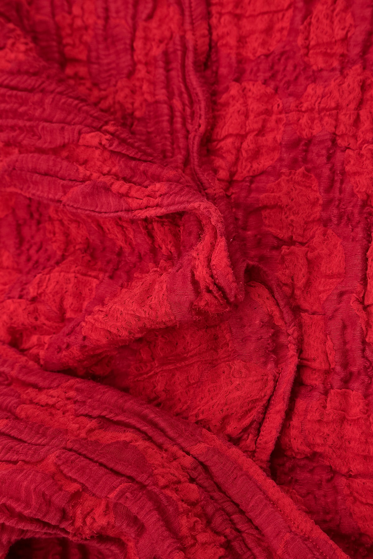 Cherry Red Circle Silk Linen Scarf 4