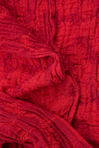 Cherry Red Circle Silk Linen Scarf 4
