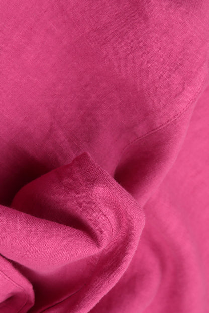 Collar Neck Fuchsia Linen Dress 6