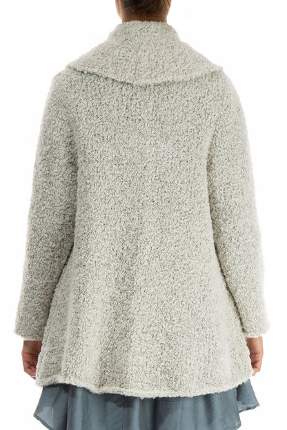 Collar Neck Mélange Pearl Alpaca Wool Cardigan 2