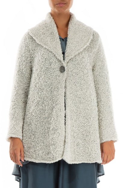 Collar Neck Mélange Pearl Alpaca Wool Cardigan 1