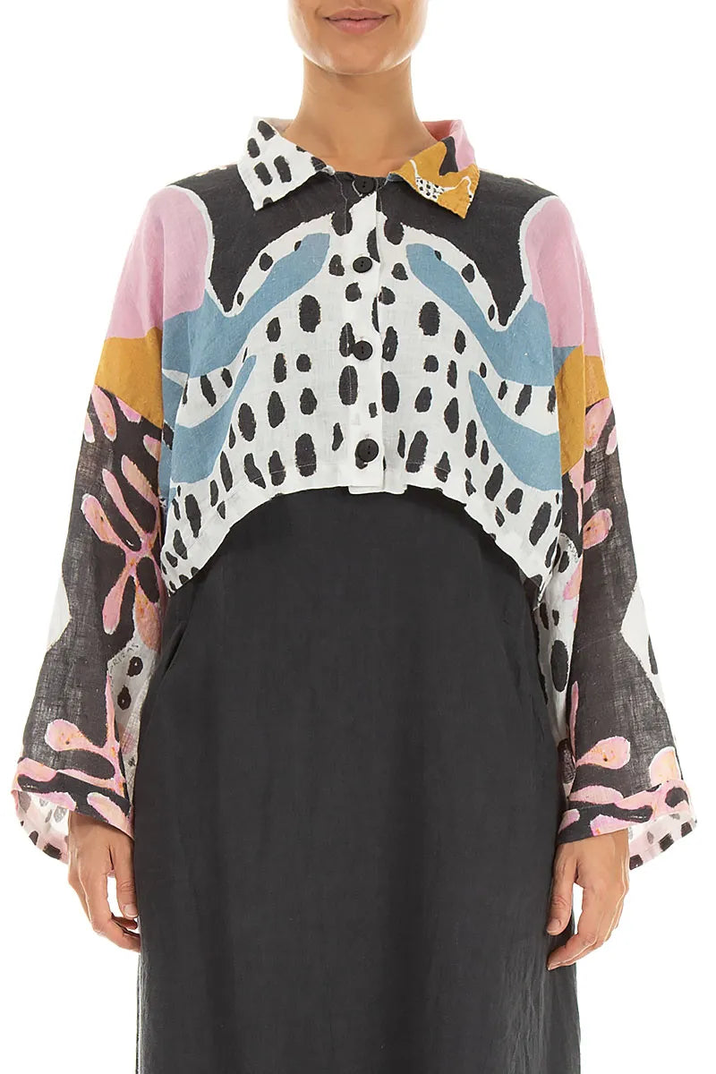 Collared Desert Bloom Linen Jacket 1