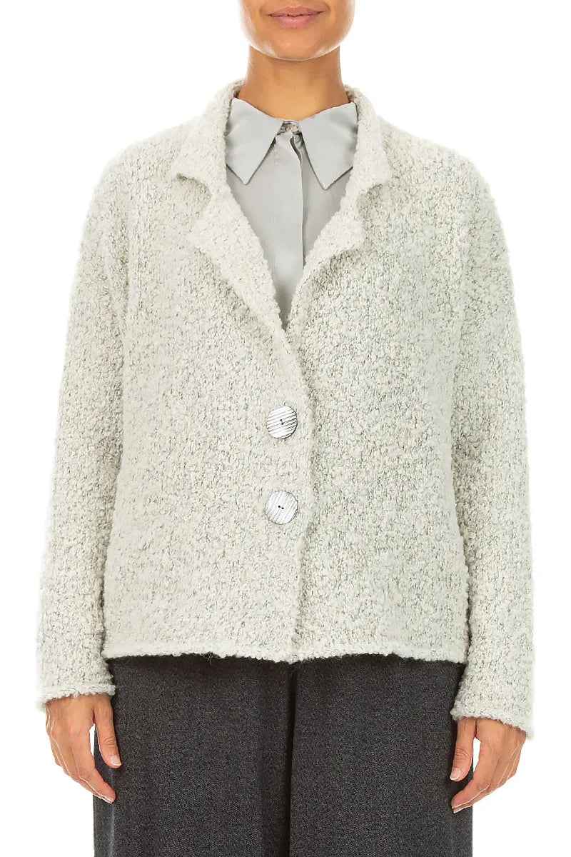 Collared Mélange Pearl Alpaca Wool Cardigan