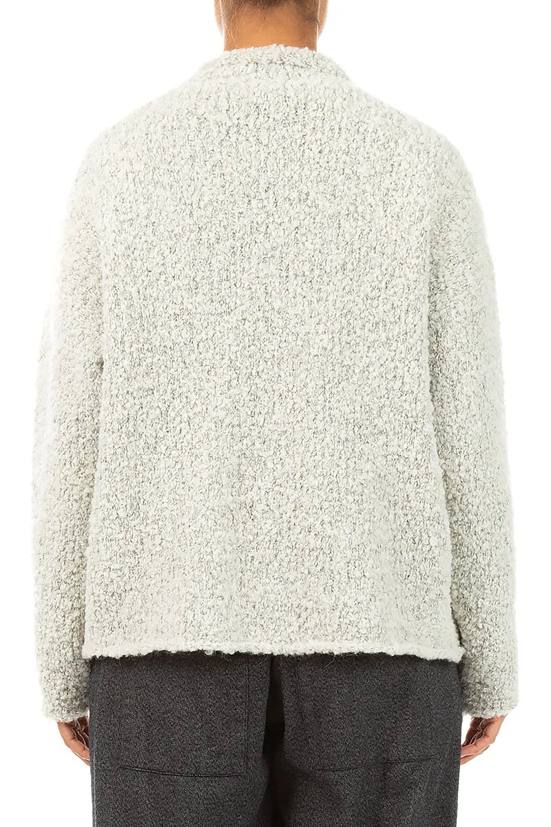 Collared Mélange Pearl Alpaca Wool Cardigan