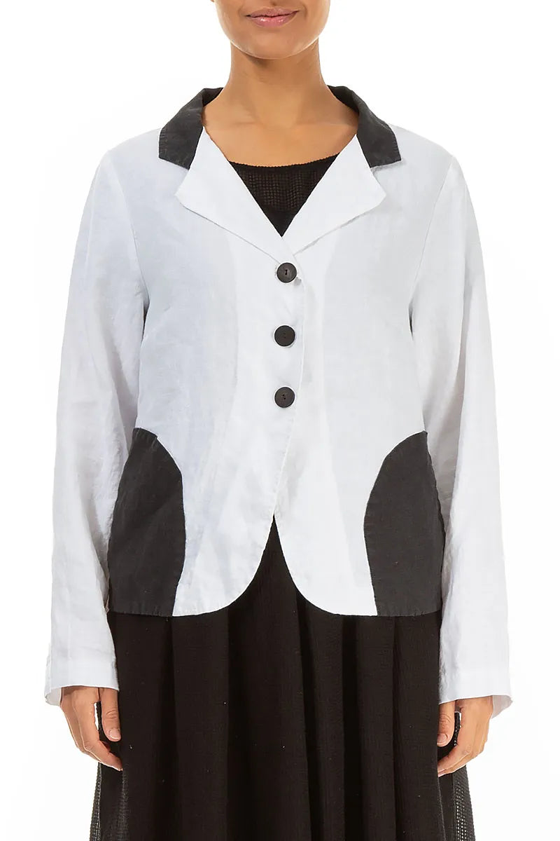 Contrast Detail White Linen Jacket 2