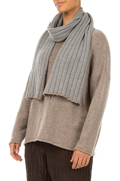 Contrast Edge Light Grey Cashmere Scarf 3