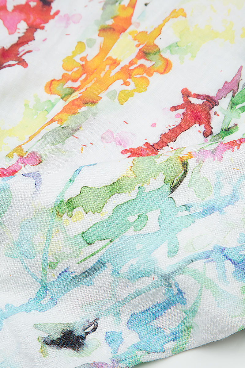 Cowl Neck Colour Splash Linen Midi Dress 5