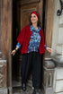 Cowl Neck Crinkled Blue Reverie Silk Blouse 1