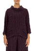 Cowl Neck Crinkled Deep Plum Silk Linen Blouse 1