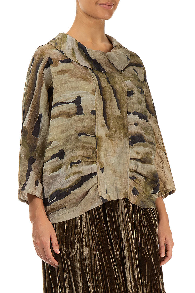 Cowl Neck Crinkled Terra Silk Blouse 3
