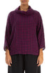 Cowl Neck Magenta Check Linen Blouse 1