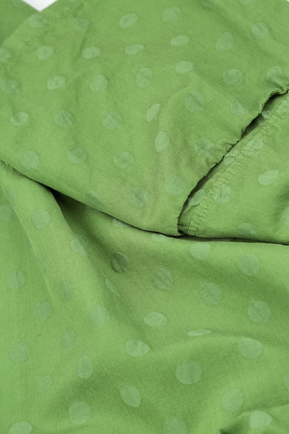 Cowl Neck Shamrock Green Dotty Silk Blouse 5