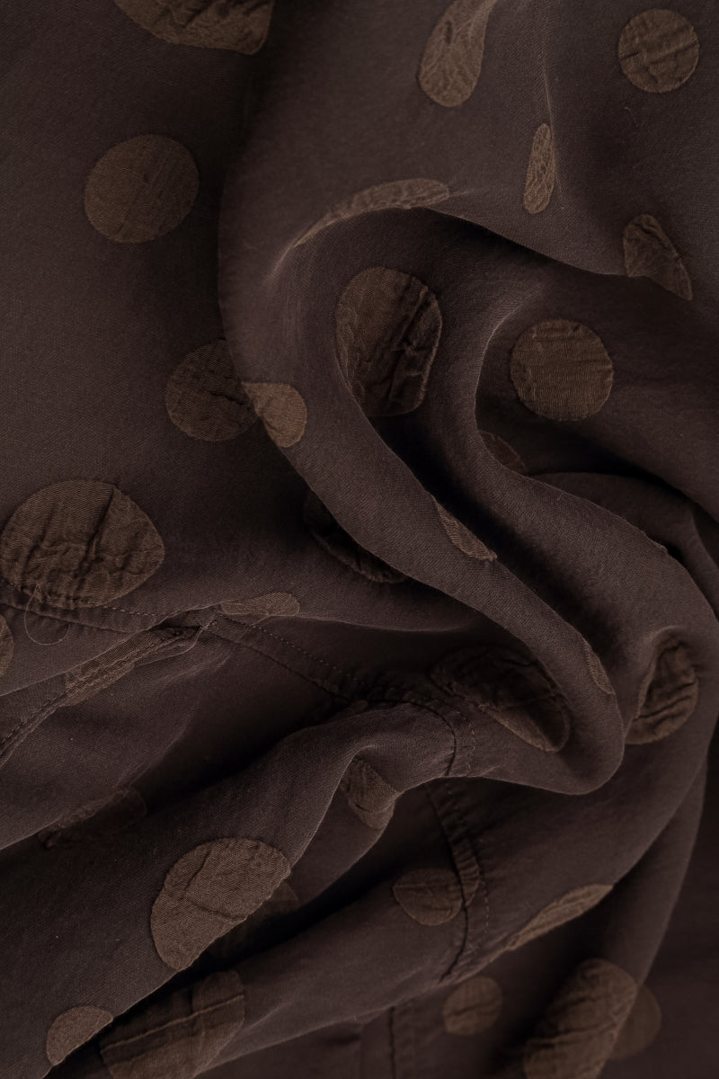 Cowl Neck Truffle Brown Bubble Silk Cotton Blouse 6