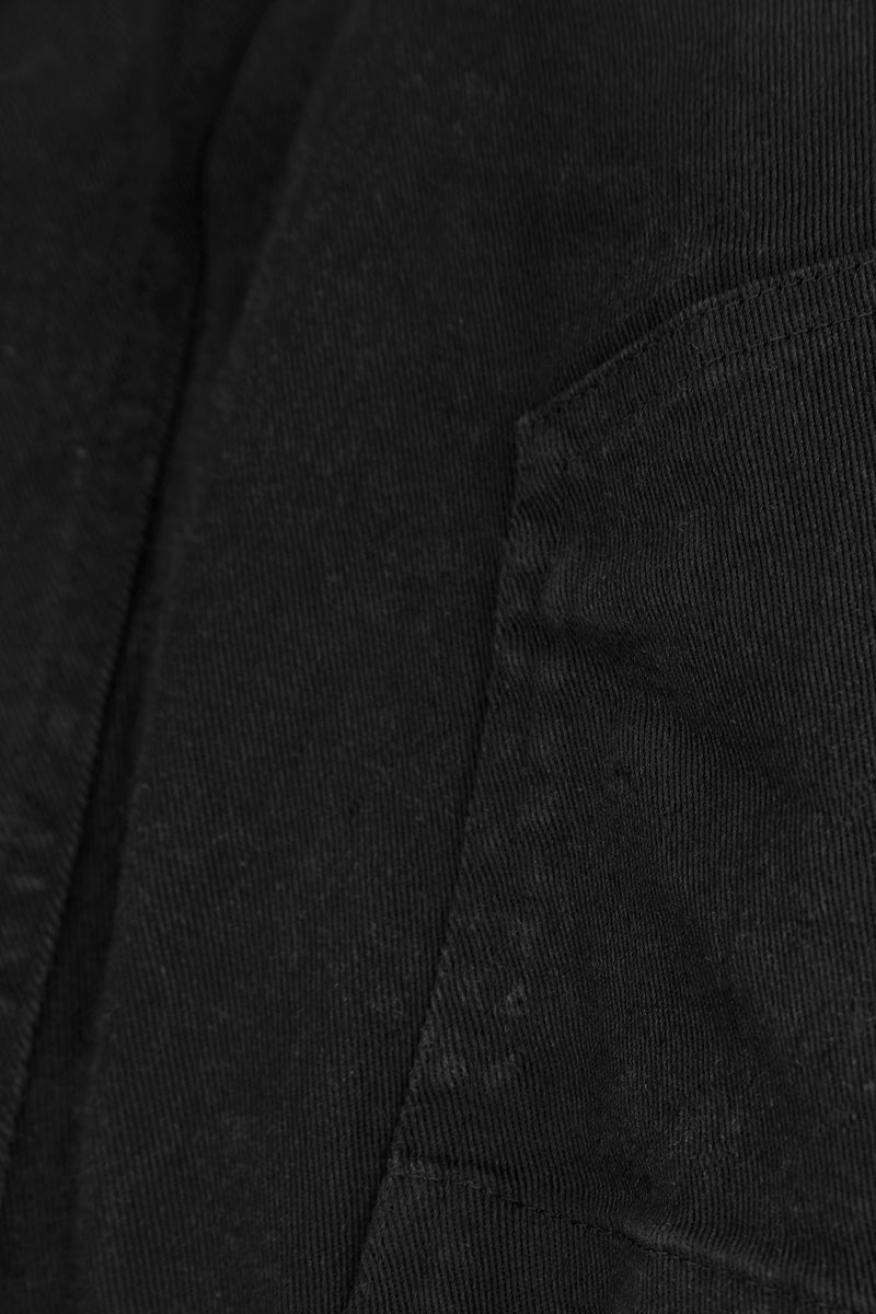 Cropped Black Denim Cotton Trousers