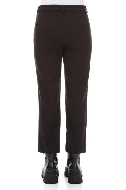 Cropped Black Denim Cotton Trousers