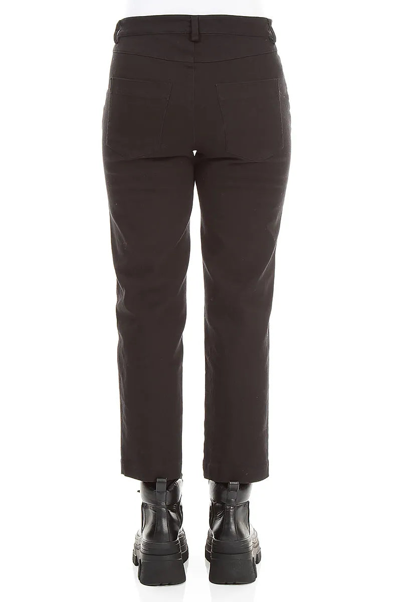 Cropped Charcoal Stretch Cotton Trousers 2