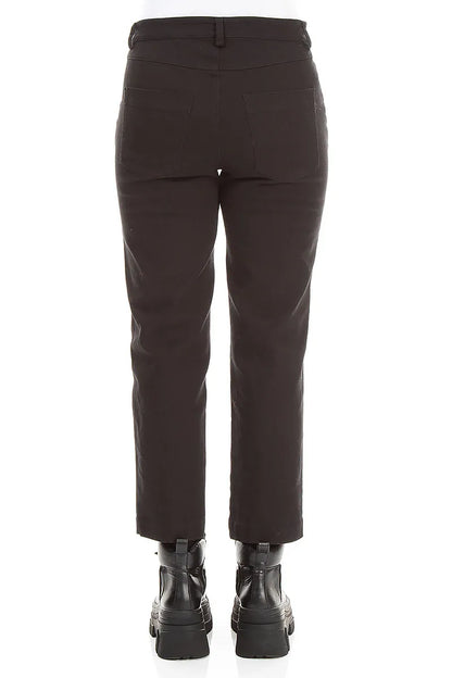 Cropped Charcoal Stretch Cotton Trousers 2
