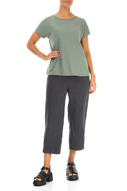 Cropped Graphite Linen Trousers 4
