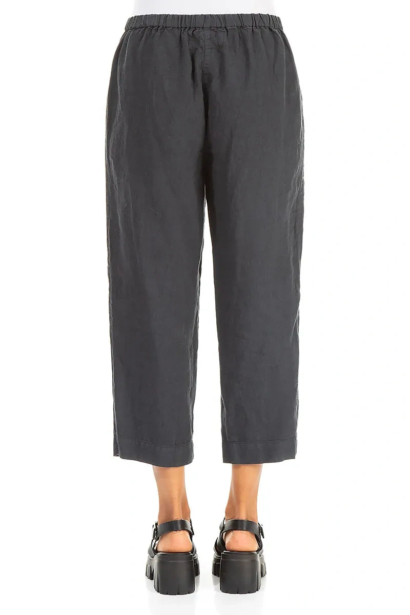Cropped Graphite Linen Trousers 2