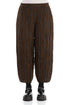 Cropped Taper Truffle Brown Circle Silk Linen Trousers 1