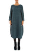 Curved Hem Deep Turquoise Crinkled Silk Linen Dress 1
