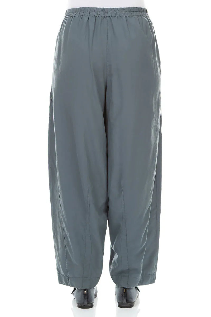 Curved Slate Silk Cotton Trousers 2