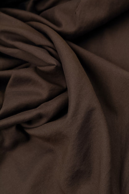 Curved Truffle Brown Silk Cotton Trousers 5