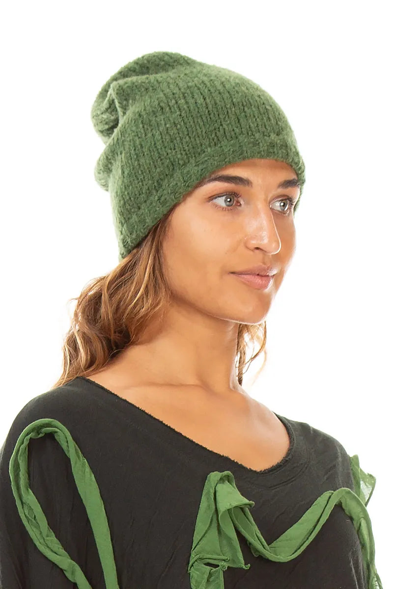 Dark Sage Wool Beanie Hat 3