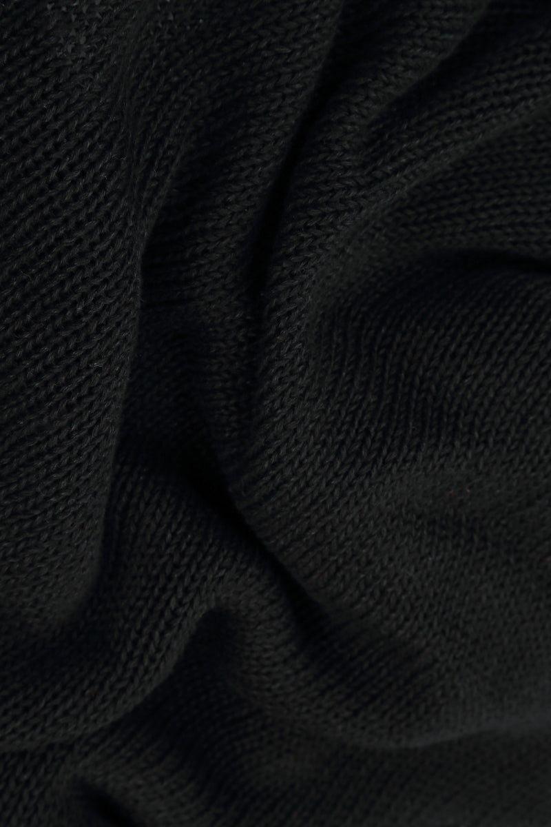 Decorated Front Black Linen Cardigan 5