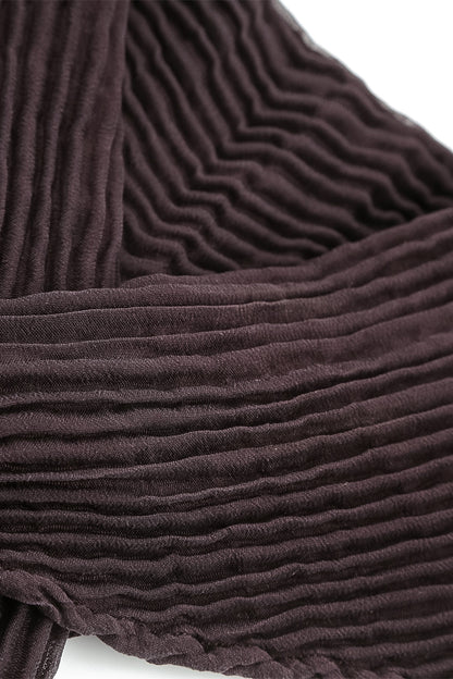 Deep Plum Plissé Silk Scarf 6
