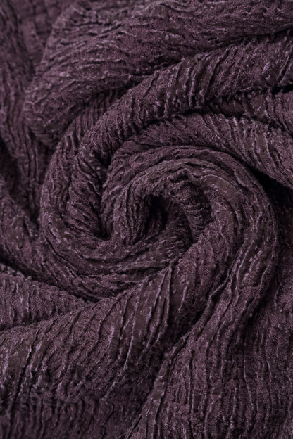 Deep Plum Textured Silk Linen Pencil Skirt