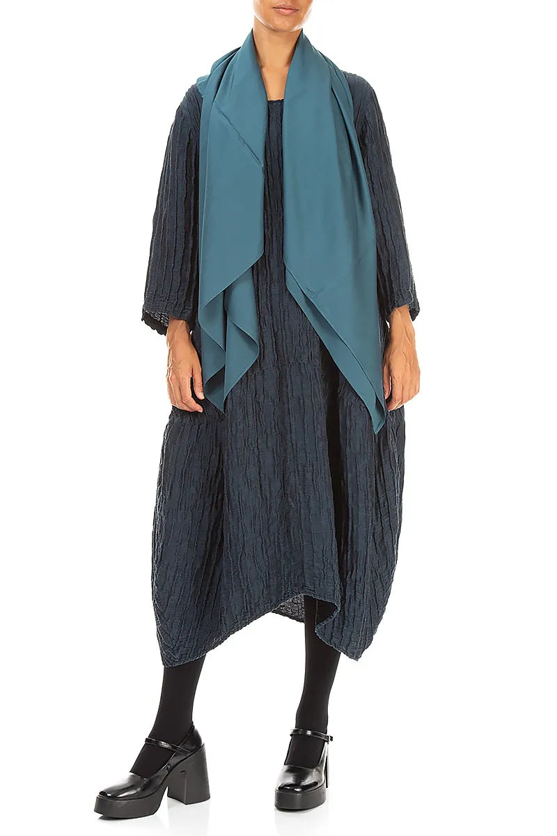 Deep Turquoise Silk Bamboo Scarf 2