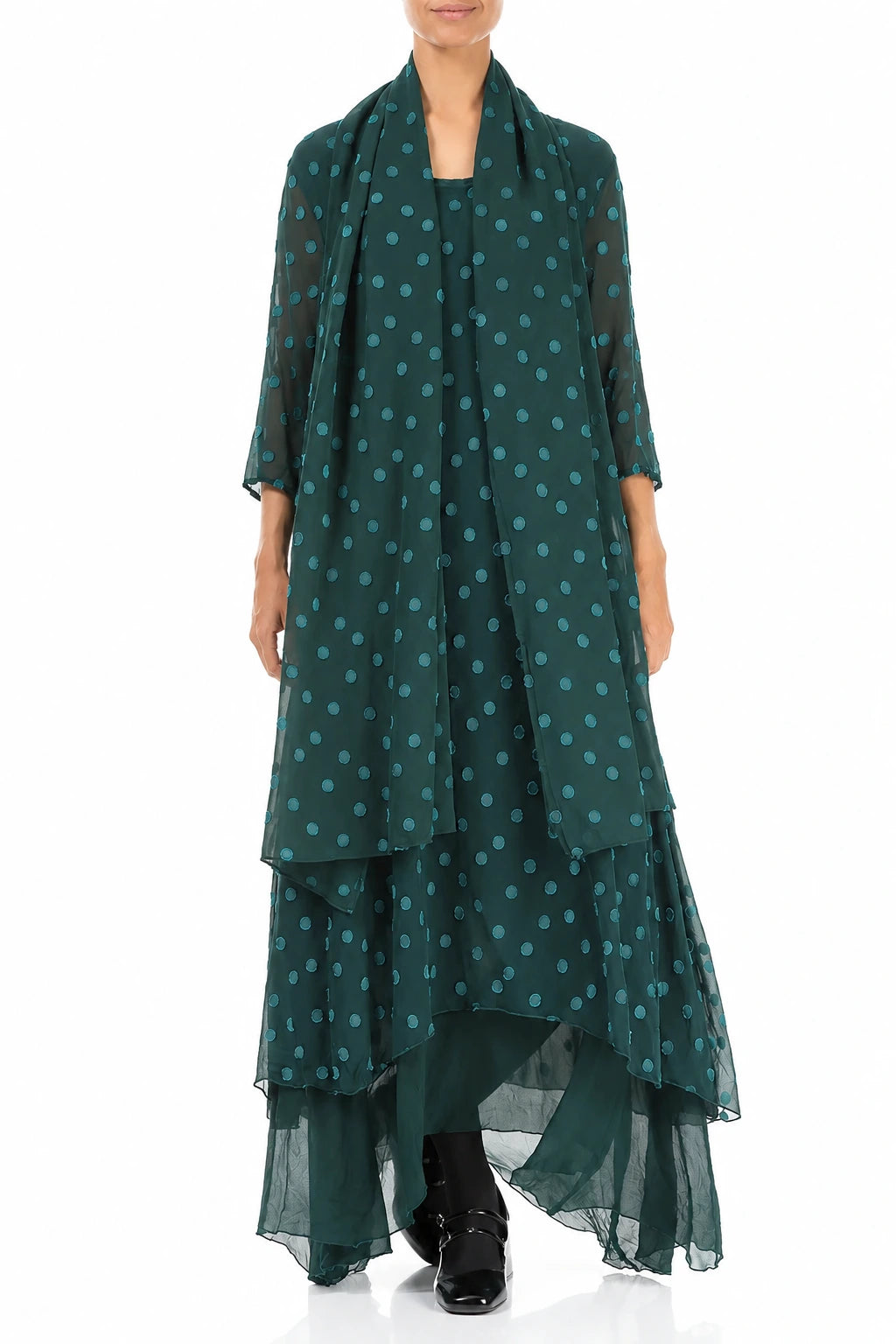 Dotty Deep Turquoise Silk Scarf 2