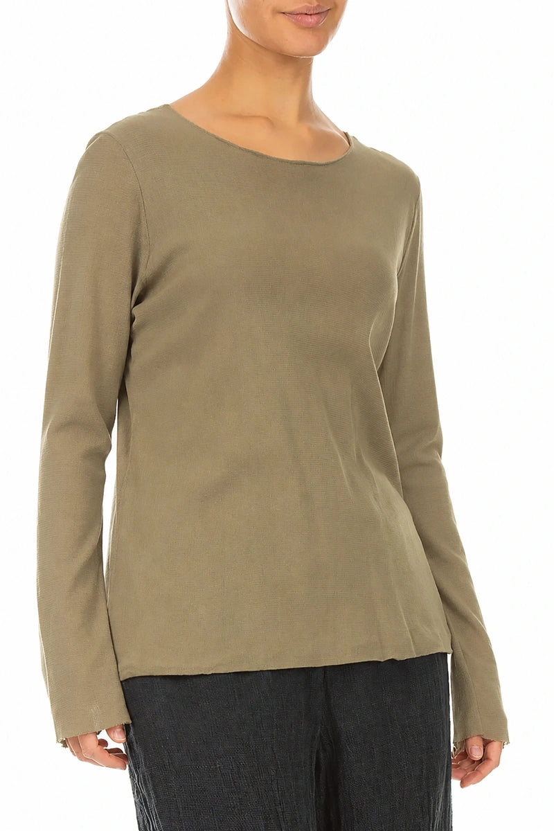 Double Layer Olive Tulle Silk Blouse 3