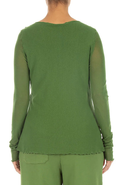 Double Layer Shamrock Green Mesh Soft Cotton Top 2