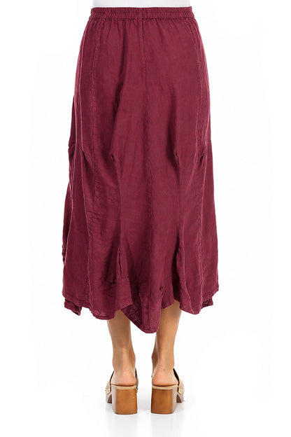Draped Antique Ruby Linen Skirt 2