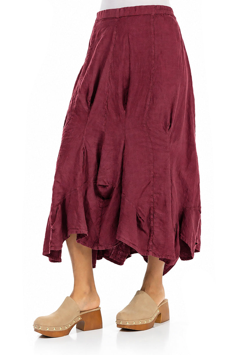 Draped Antique Ruby Linen Skirt 3