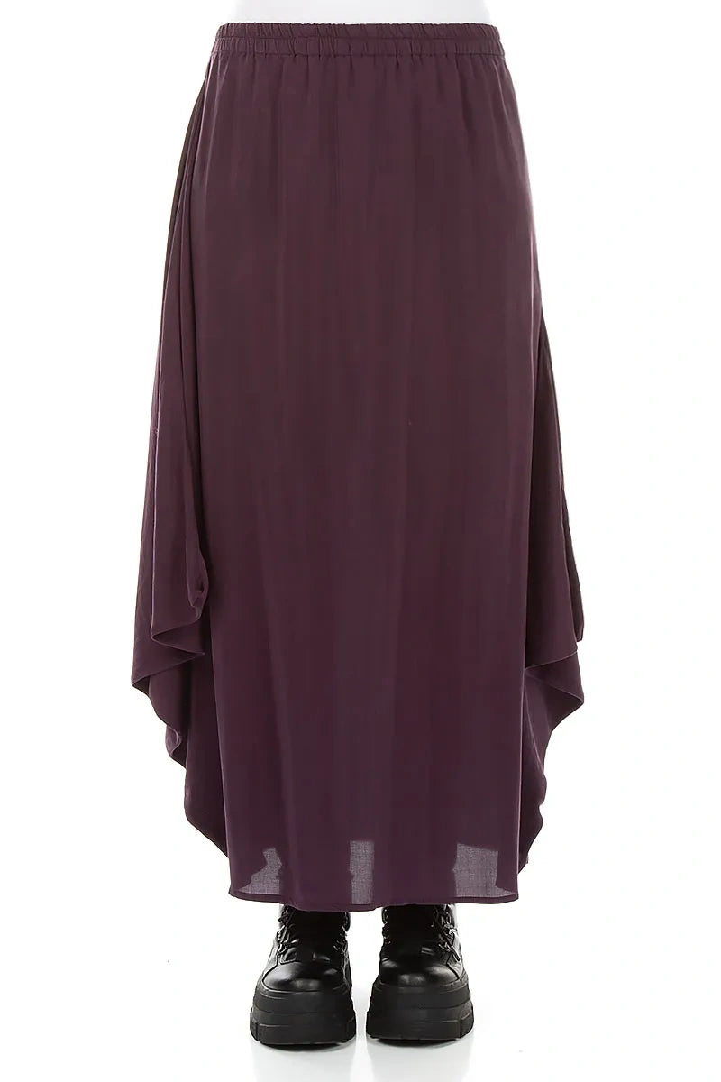 Jupe drapée en soie aubergine et bambou