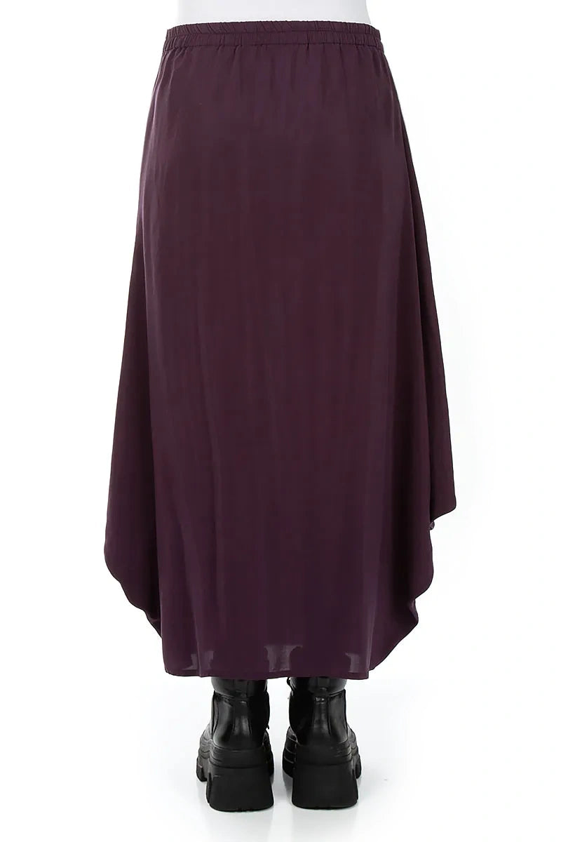 Jupe drapée en soie aubergine et bambou