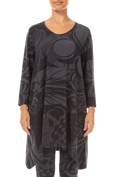 Dropped Edge Charcoal Orbit Cotton Tunic