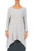 Dropped Edge Pearl Grey Textured Silk Linen Tunic 1