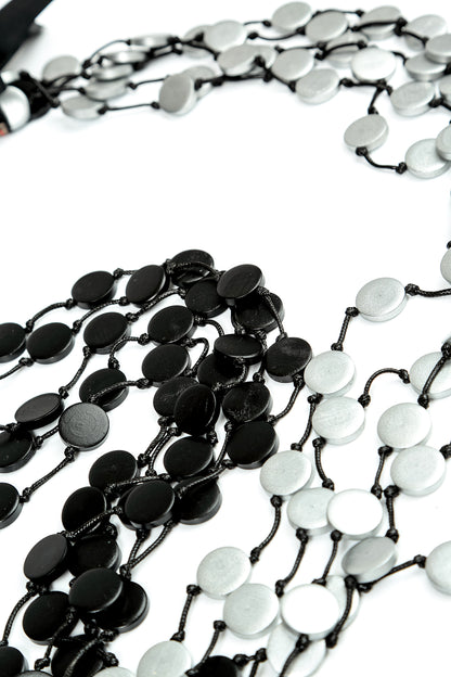 Dual Cascade Wooden Coin Necklace 4