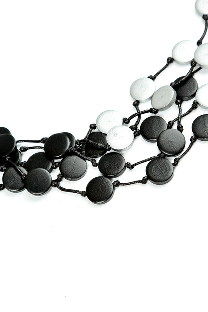 Dual Cascade Wooden Coin Necklace 2