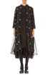 Embroidered Petals Black Silk Chiffon Jacket 1