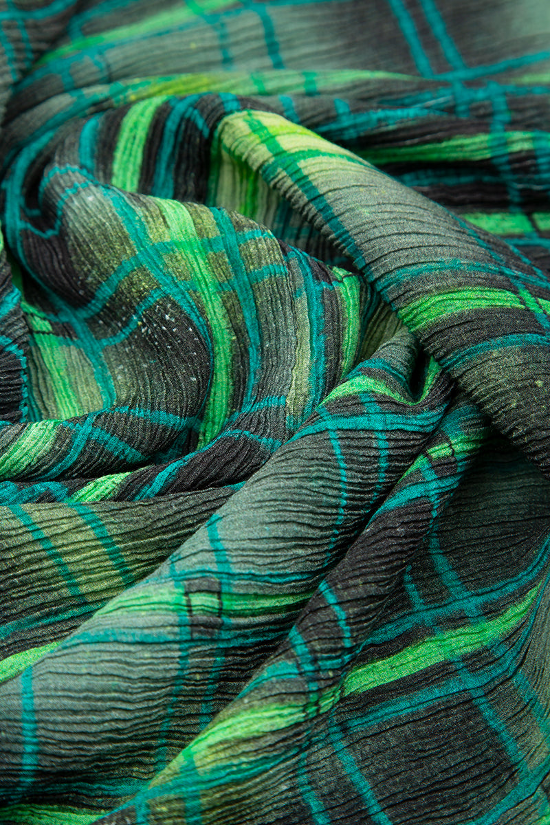 Emerald Grid Silk Viscose Scarf