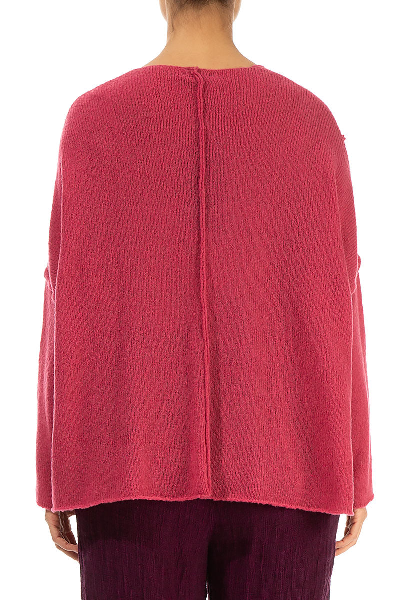 Exposed Seam Berry Rose Wool Sweater 2
