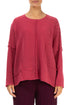 Exposed Seam Berry Rose Wool Sweater 1